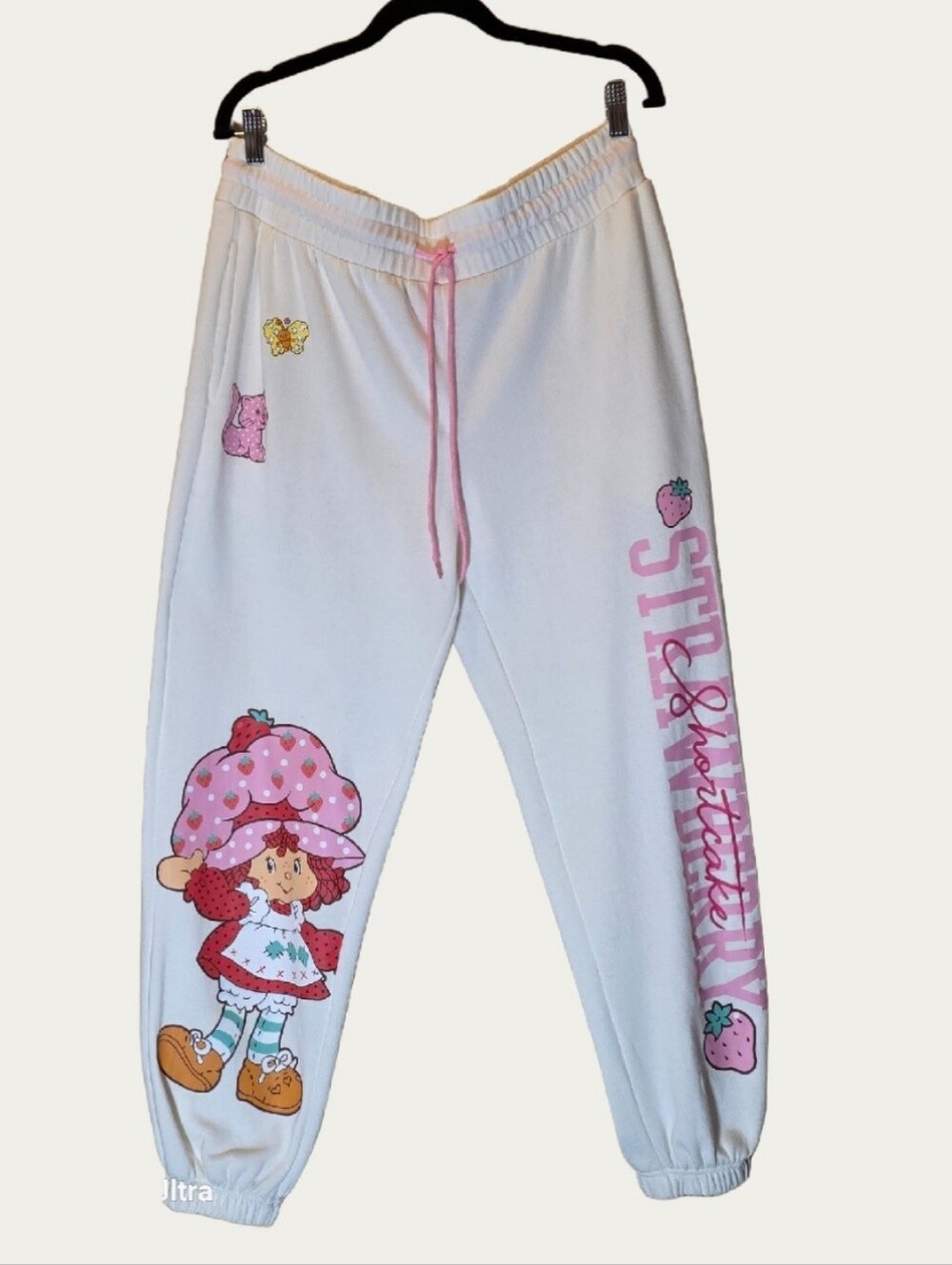 Strawberry Shortcake Graphic Jogger Sweatpants - Winter White - Size L